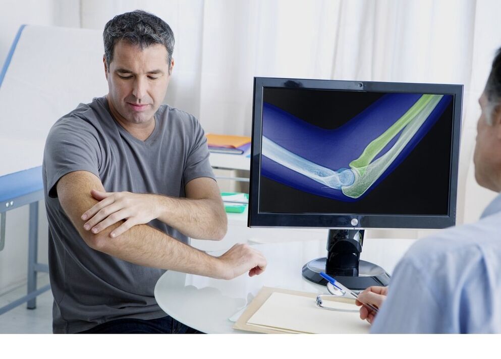 Elbow joint osteoarthritis in image X -Ray